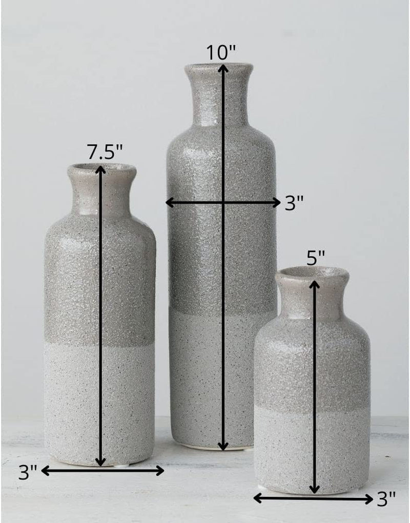 Ceramic Vase Set, Three (3) Grey Vases Home Decor, Gray Decorative Bottles, Gray Vases for Centerpieces Home Decoration CM2859