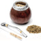 Yerba Mate Gourd Set (Original Natural Handmade Yerba Mate Cup Argentina) - Includes Mate Tea Cup, Bombilla (Yerba Mate Straw) and Clean Brush (Brown)