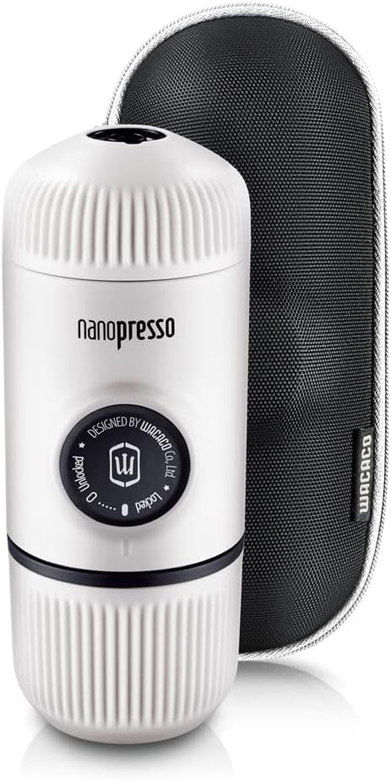 Nanopresso Portable Espresso Maker Bundled with Protective Case, Upgrade Version, Mini Travel Coffee Machine, Perfect for Camping, Travel and Office (Elements Chill White)