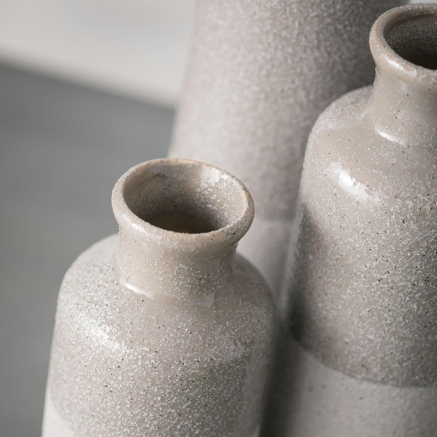 Ceramic Vase Set, Three (3) Grey Vases Home Decor, Gray Decorative Bottles, Gray Vases for Centerpieces Home Decoration CM2859
